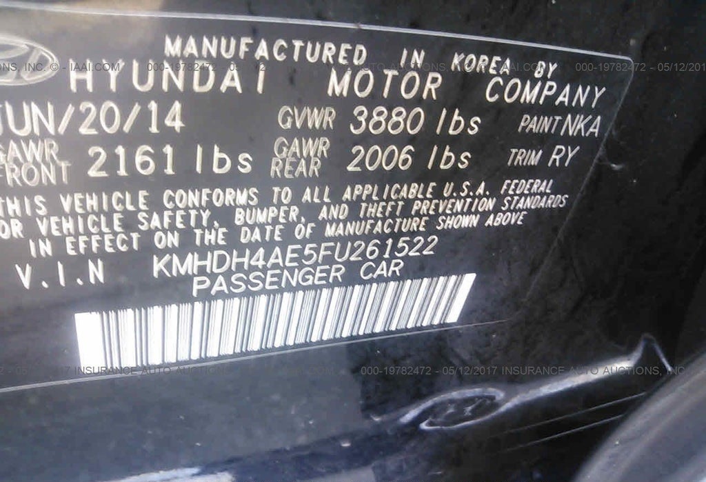 2015 Hyundai Elantra Limited VIN KMHDH4AE5FU261522 – photo 10