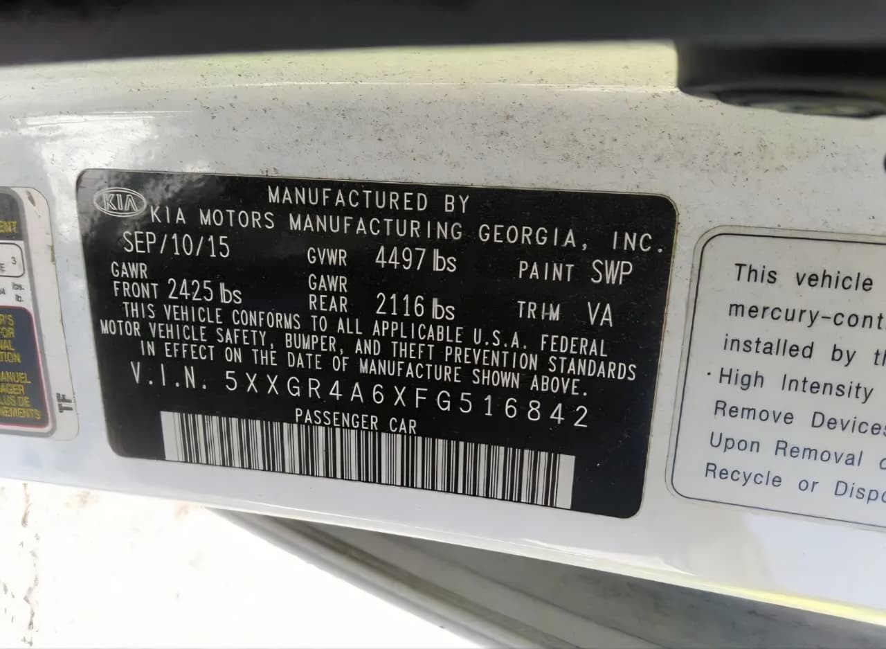 2015 Kia Optima Sxl VIN 5XXGR4A6XFG516842 – photo 10